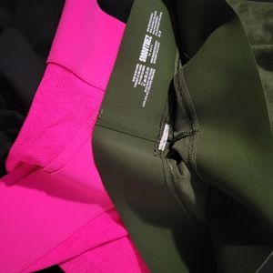 3 pairs of Aerie Smoothies lace bike shorts, size medium, black, pink, green